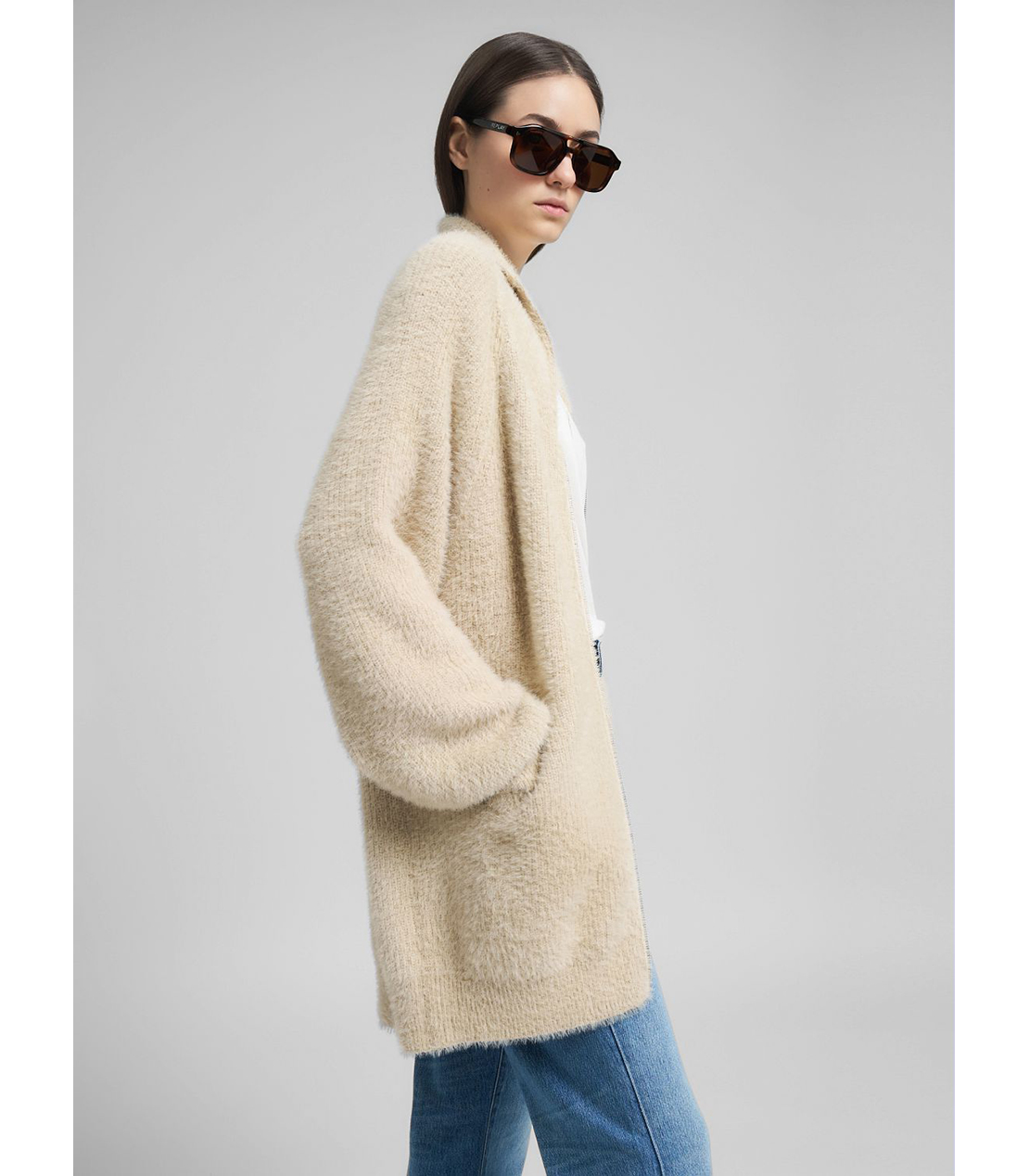 ロングジップカーディガン 詳細画像 ライトベージュ 4